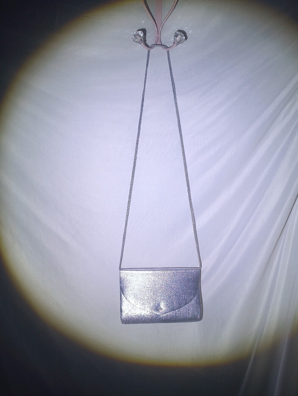 Vintage La Regale Silver Shimmer Metallic Evening Bag Clutch Crossbody